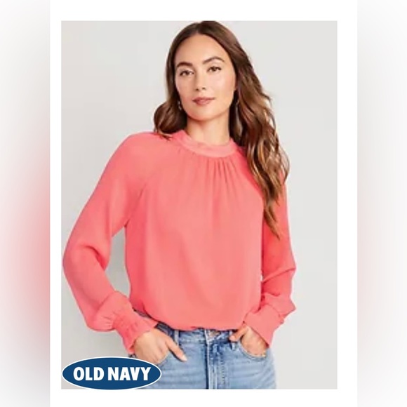 Old Navy- Shirred Mock-Neck Tie-Back Blouse for Women. Size 2X. NWT. - Picture 6 of 6